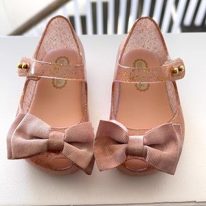 Mini Melisaa rose gold glitter shoes